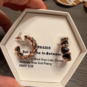 Rose Gold Black Onyx Earrings